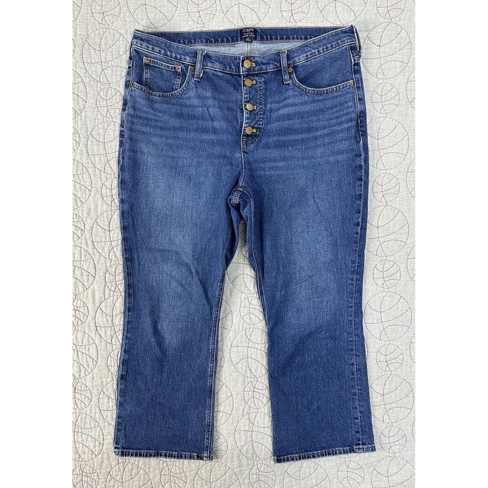 J. Crew Flare Crop Jeans Blue Mid Rise‎ Stretch BT094 / Women's 32